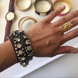 Metallic brown leather bracelet